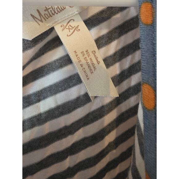 Matilda Jane Long Sleeve Top XL Womens Grey White Striped Stretch Normcore - Picture 3 of 4